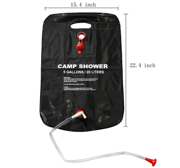 20L Foldable Solar Energy Heated Camp Shower Bag PVC Water Bag For Outdoor Camping