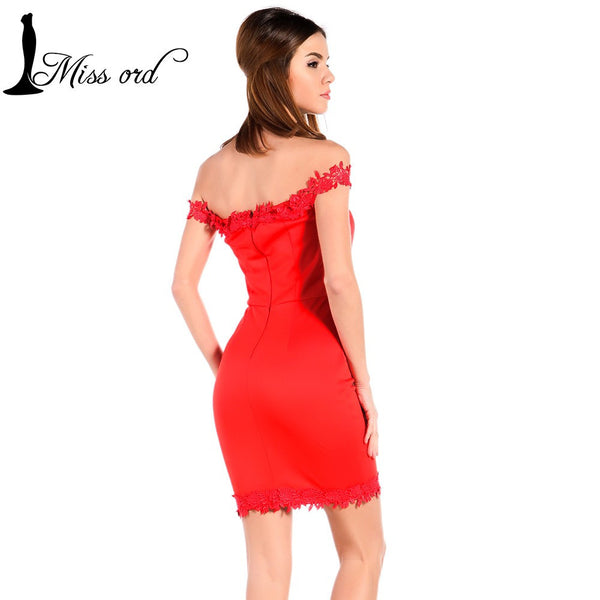 Free Shipping 2016 Sexy Missord stitching lace V-neck dress