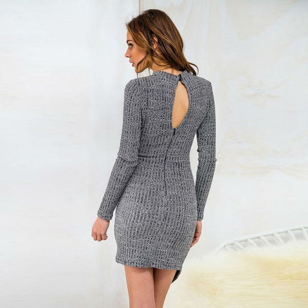 2016 new women wear long-sleeved knit dress