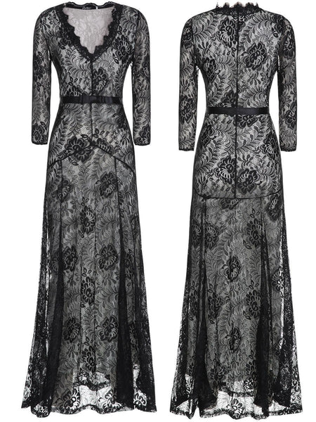 2017 Fashion Celebrity dress women Winter Kate Middleton classy full lace long sleeve Ruched Evening Party Long maxi dresses for women