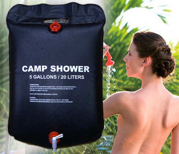 20L Foldable Solar Energy Heated Camp Shower Bag PVC Water Bag For Outdoor Camping