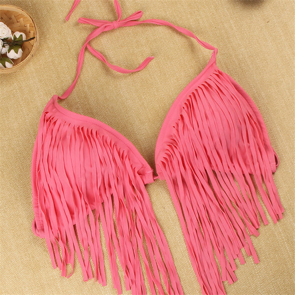 2017 fashion bikini , Padded straps Action club Fringe Tassel swimwear sexy women bikini swimsuit