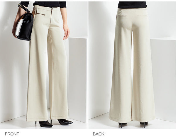 2017 classic fashion women wide leg pants woman office work Slim ladies high waist pants winter trousers black palace