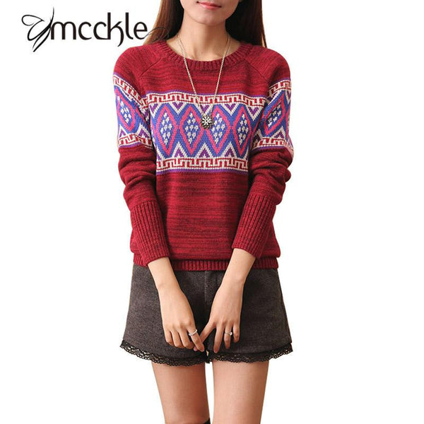 New Casual Women Ethnic Knitted Sweater or Pullovers having Long Sleeves O neck