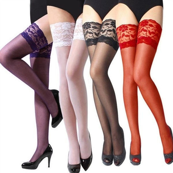 Women's  Ultrathin Lace Top Sheer Thigh High Silk Sexy Ladies Top Stockings